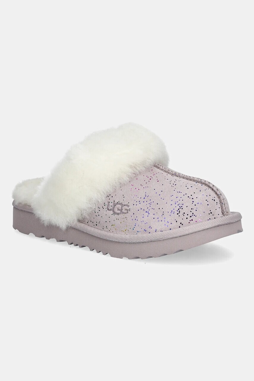 Detské semišové papuče UGG COZY II SHIMMER SKY fialová farba, 1157672K