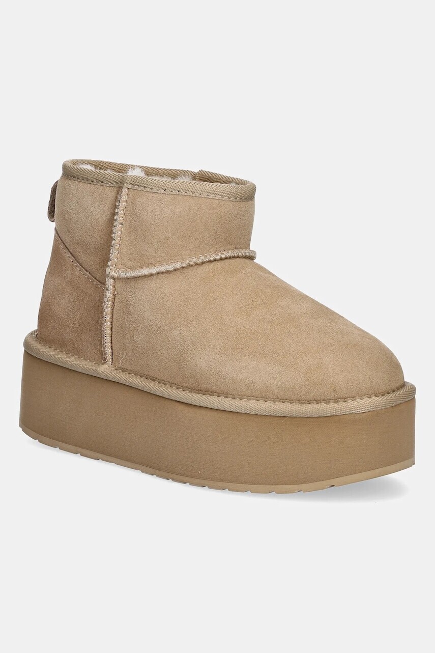 Semišové snehule Emu Australia Stinger Micro Flatform béžová farba, W13082 Sand