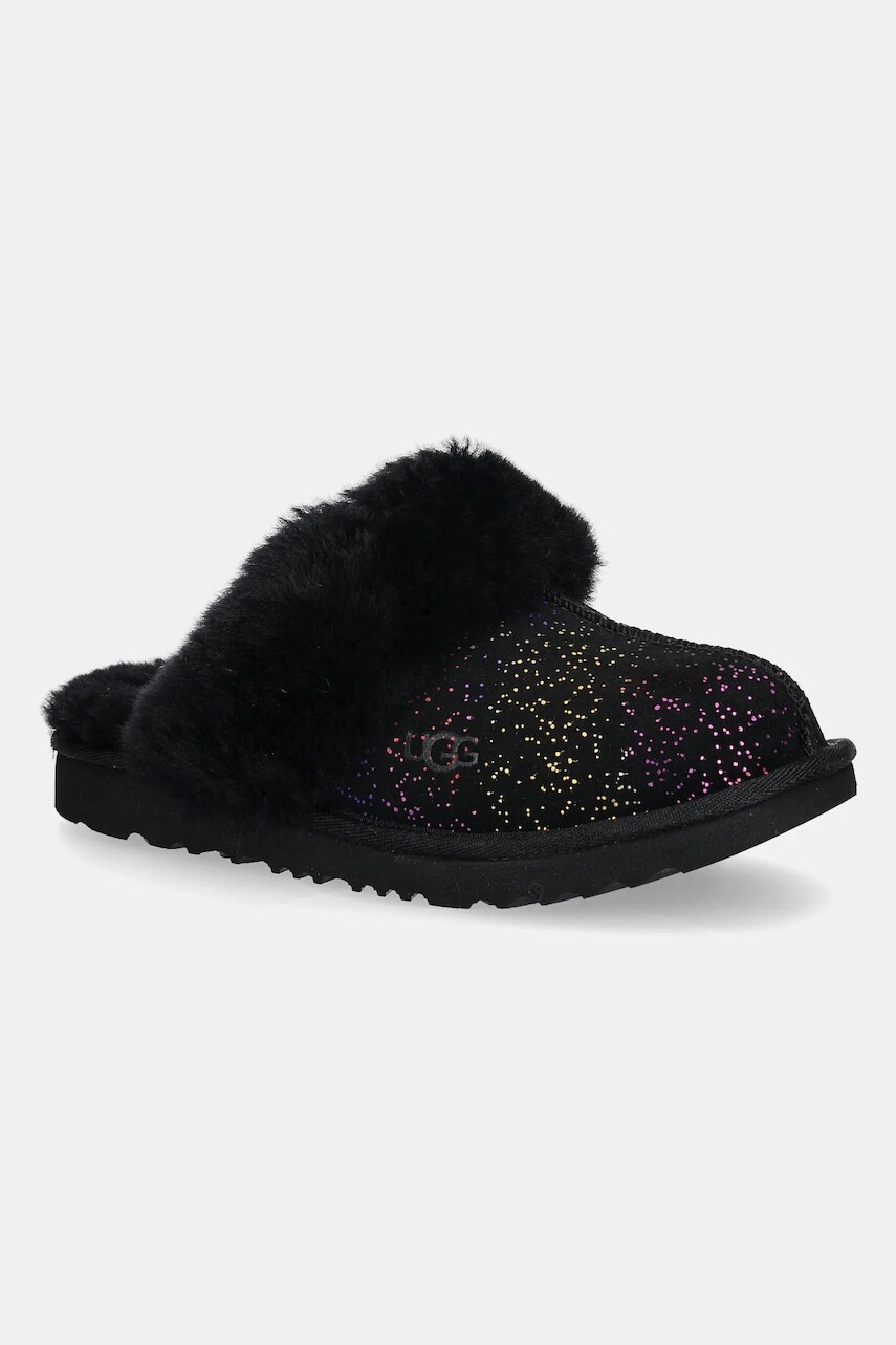 Detské semišové papuče UGG COZY II SHIMMER SKY čierna farba, 1157672K