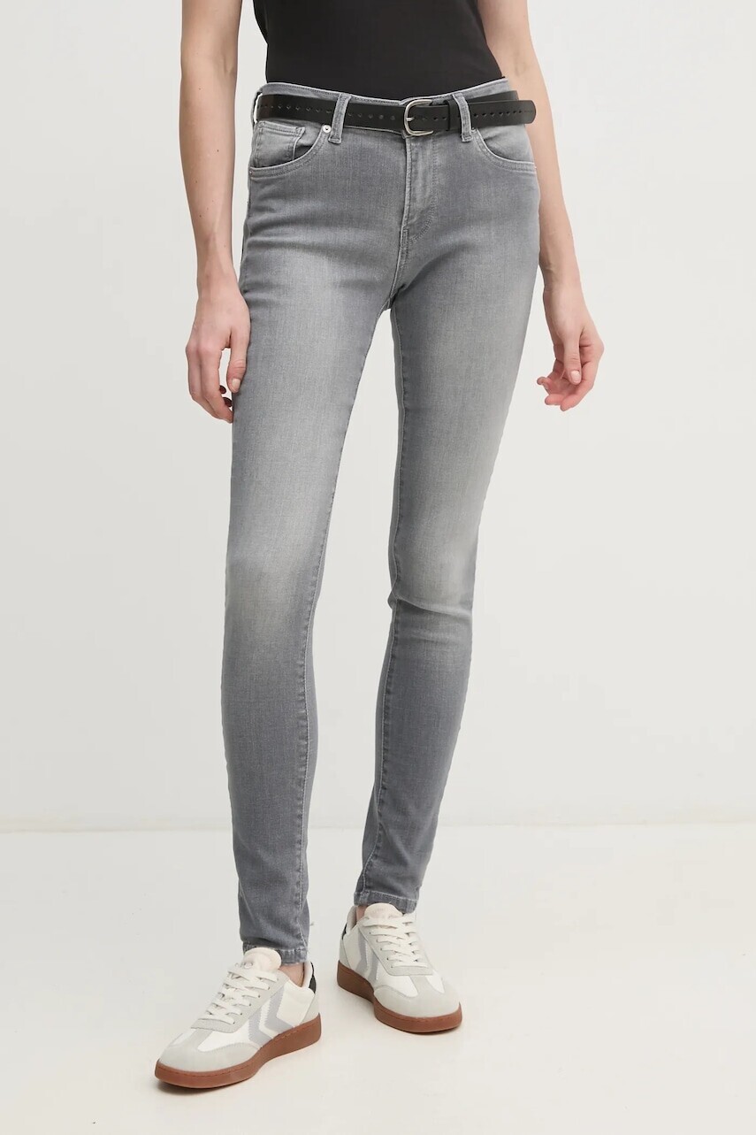 Rifle Pepe Jeans SKINNY JEANS MW REGENT dámske, šedá farba, PL204728UI8