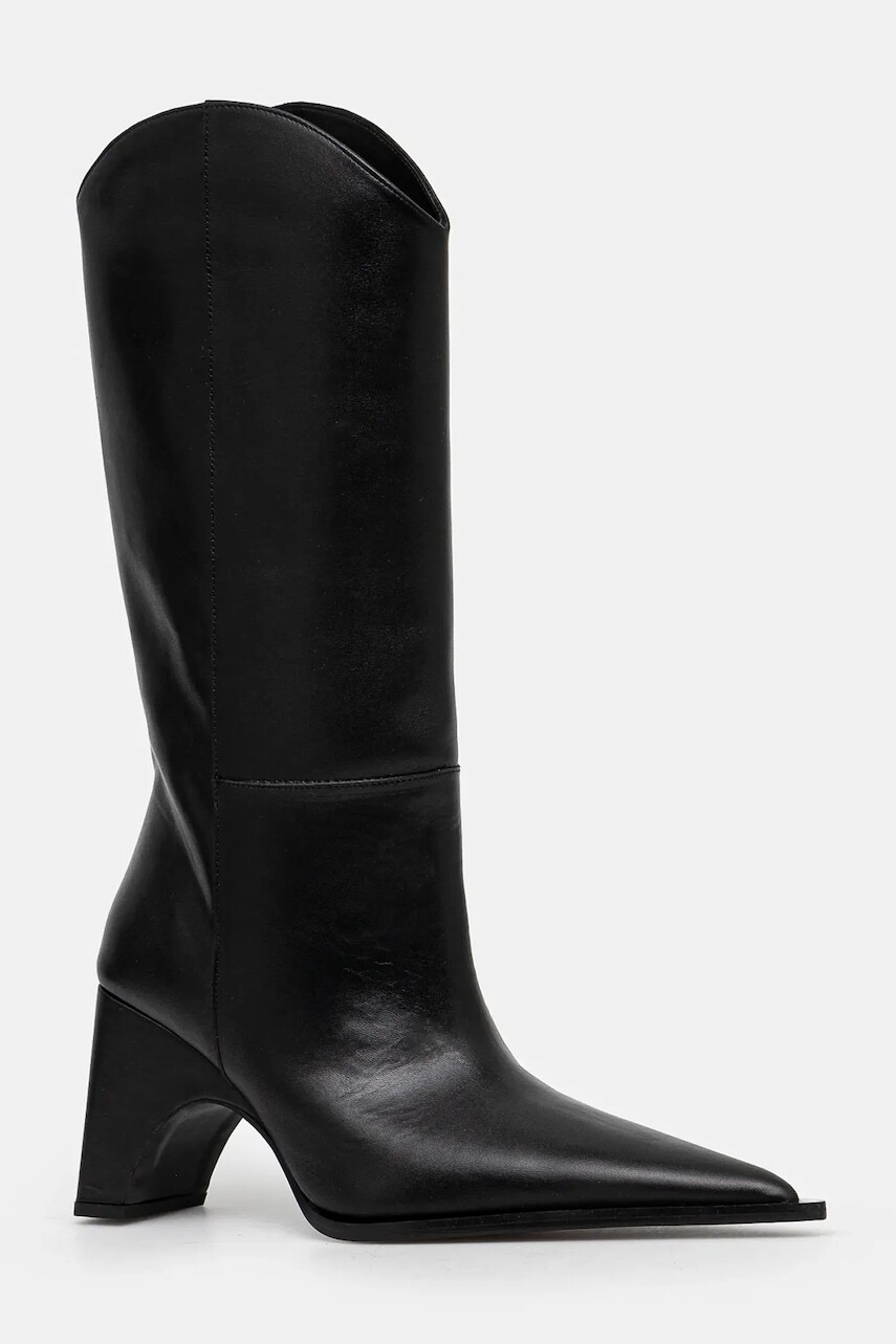 Kožené kovbojské topánky Coperni Bridge Cowboy Boot dámske, čierna farba, na podpätku, COPSH16467
