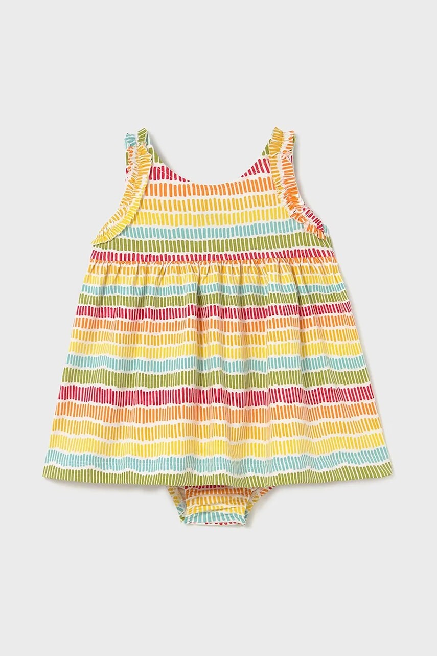 Šaty pre bábätká Mayoral žltá farba, mini, áčkový strih, 1925