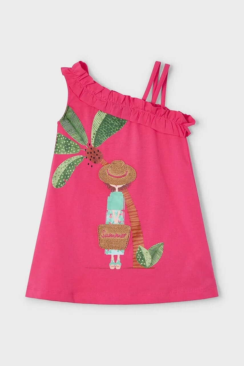 Dievčenské šaty Mayoral ružová farba, mini, rovný strih, 3937