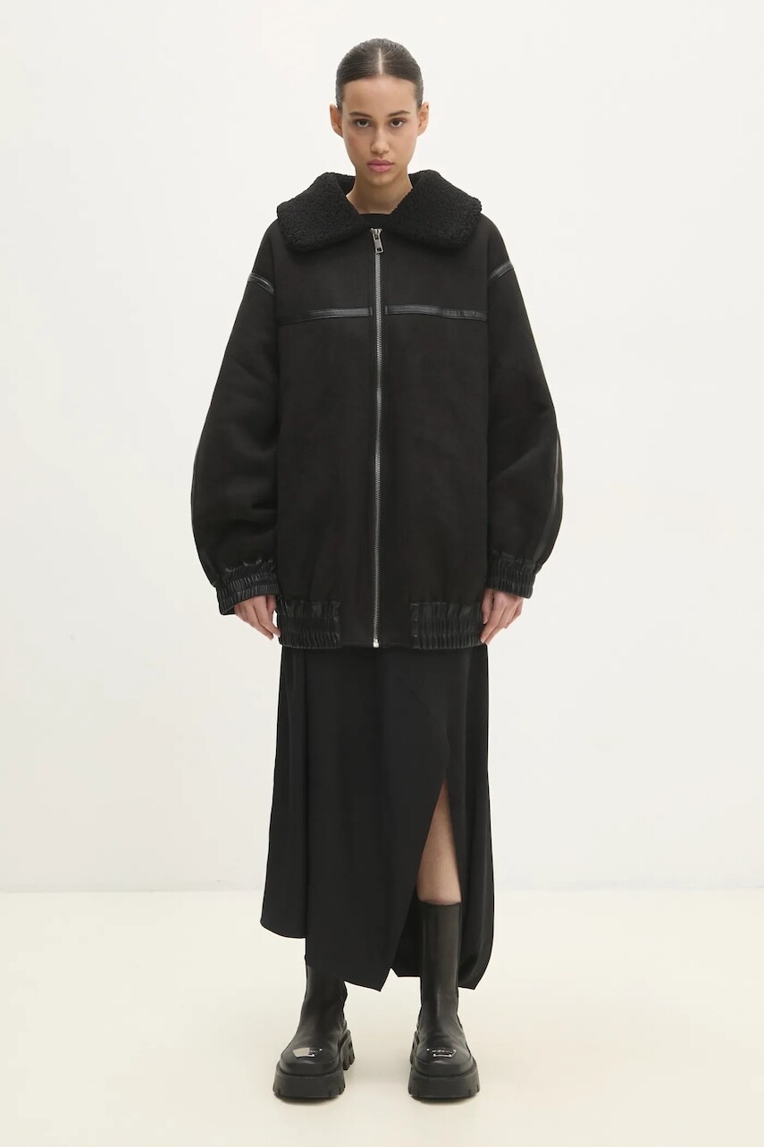 Bunda Rotate Oversized Bomber dámska, čierna farba, prechodná, 113189100