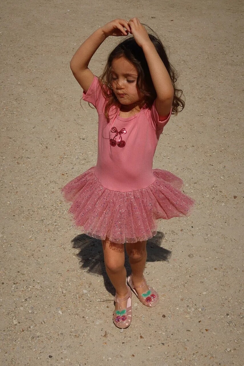 Dievčenské šaty Konges Sløjd BALLERINA DRESS ružová farba, mini, áčkový strih, KS102647