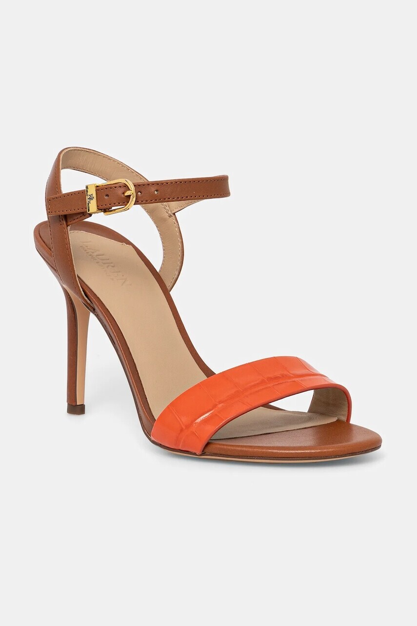 Kožené sandále Lauren Ralph Lauren Gwen oranžová farba, 802962183001