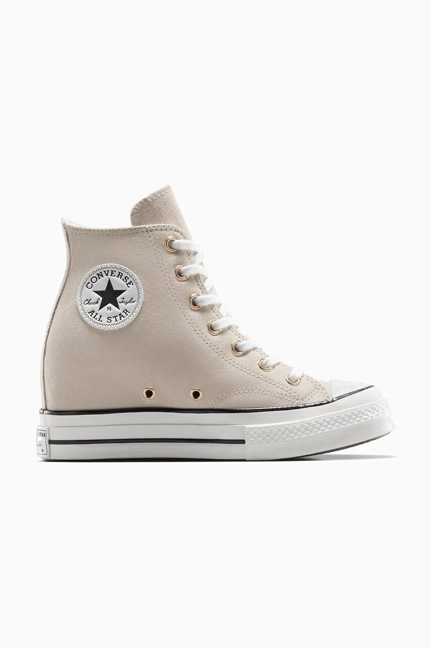 Semišové tenisky Converse Chuck 70 Wedge béžová farba, A13833C