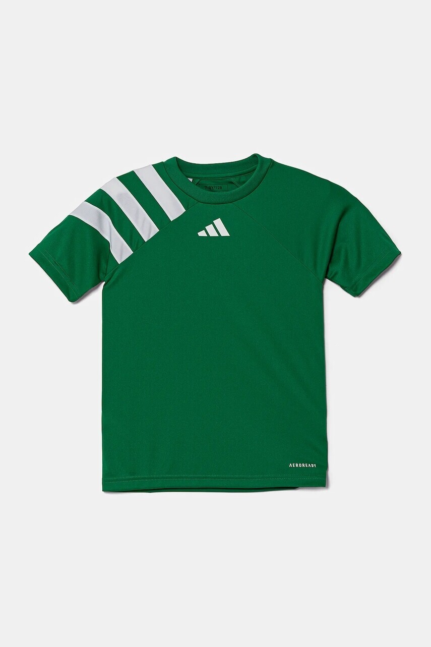 Detské tričko adidas Performance zelená farba, s potlačou, IQ3208