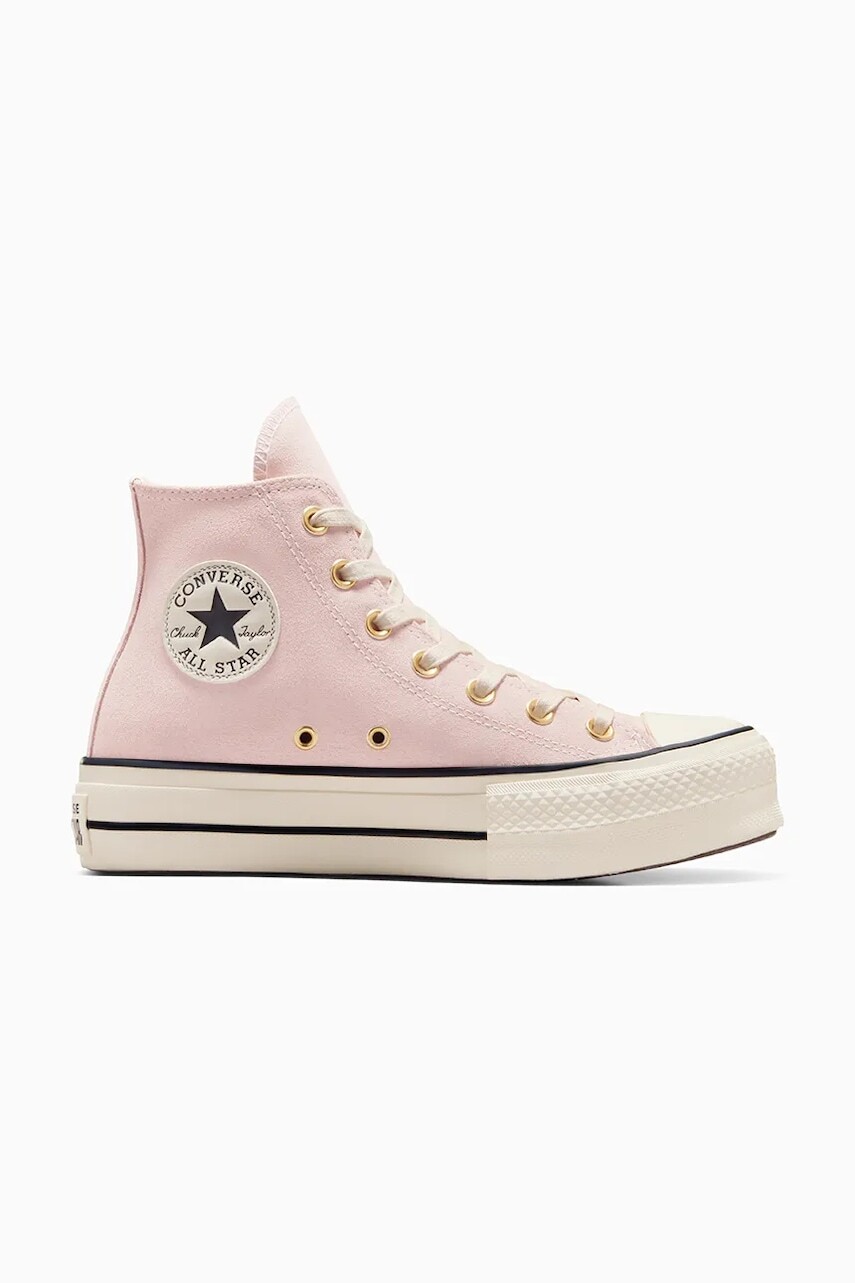 Semišové tenisky Converse Chuck Taylor All Star Lift ružová farba, A13823C