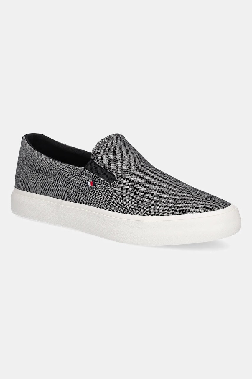 Tenisky Tommy Hilfiger TH HI VULC LOW SLIP ON CH pánske, čierna farba, FM0FM05390