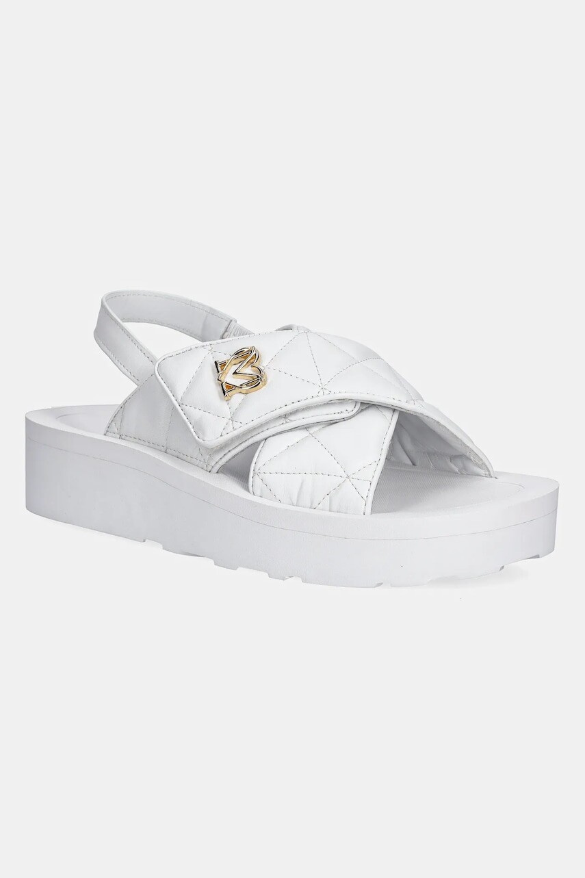 Kožené sandále Love Moschino dámske, biela farba, na platforme, JA16044I1MIE0100