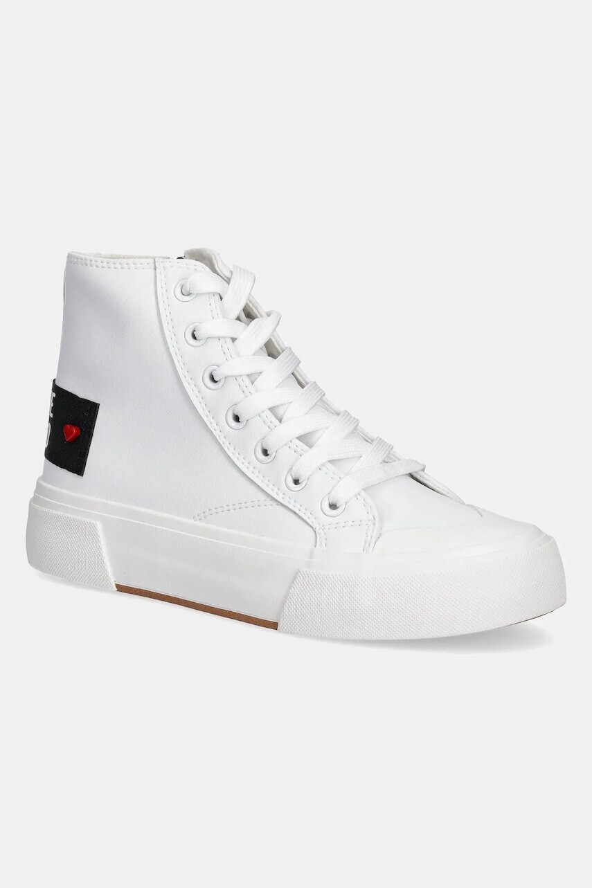Kožené tenisky Love Moschino biela farba, JA15022G1MIA0100