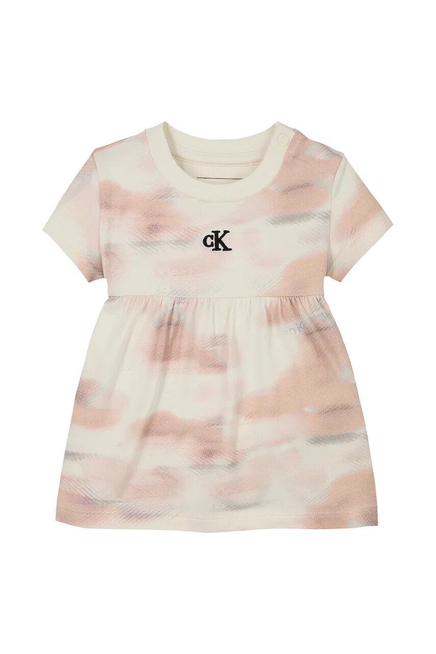 Dievčenské šaty Calvin Klein Jeans oranžová farba, mini, áčkový strih, IN0IN00297