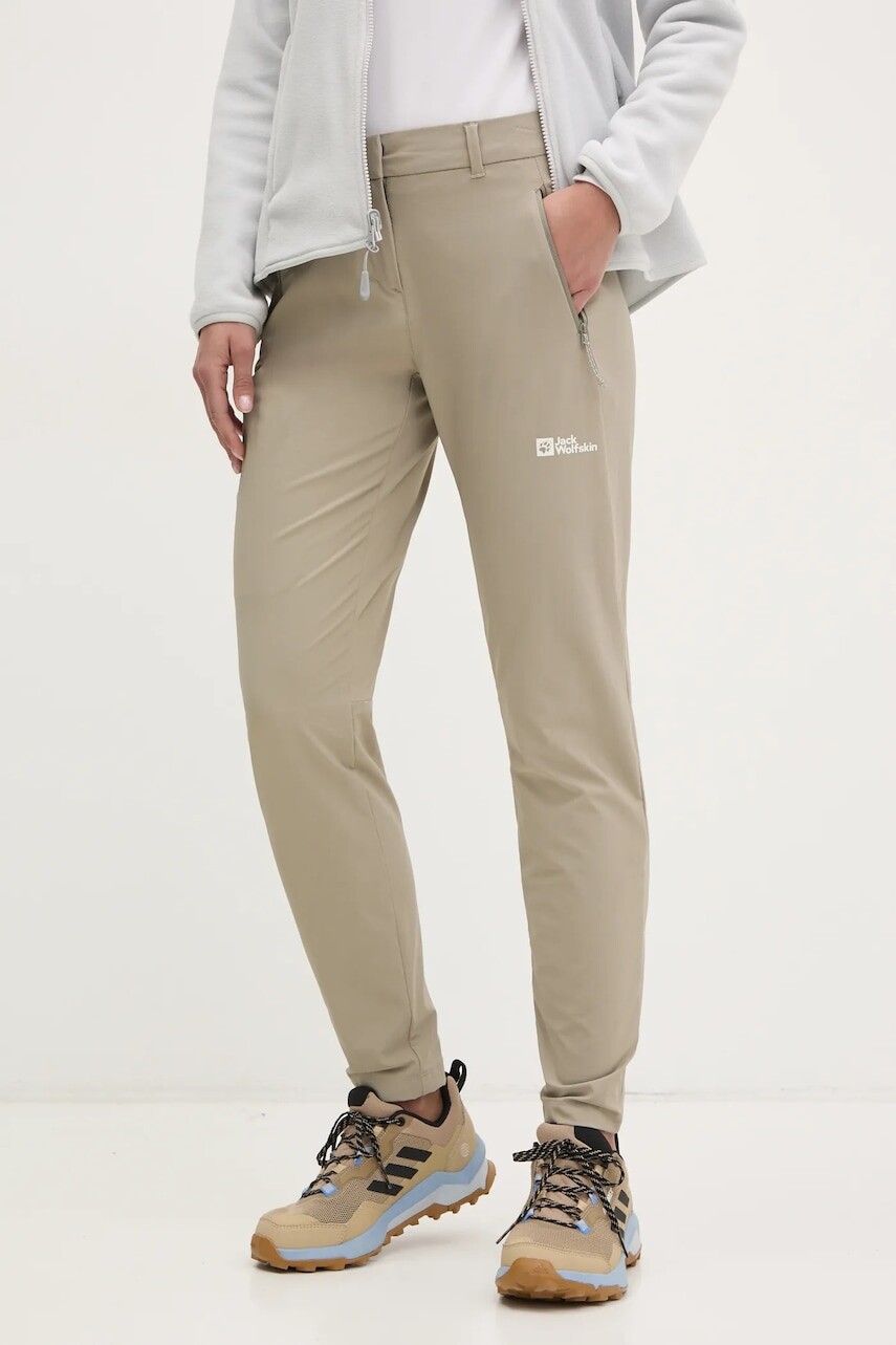 Turistické nohavice Jack Wolfskin Hikeout béžová farba, A63927