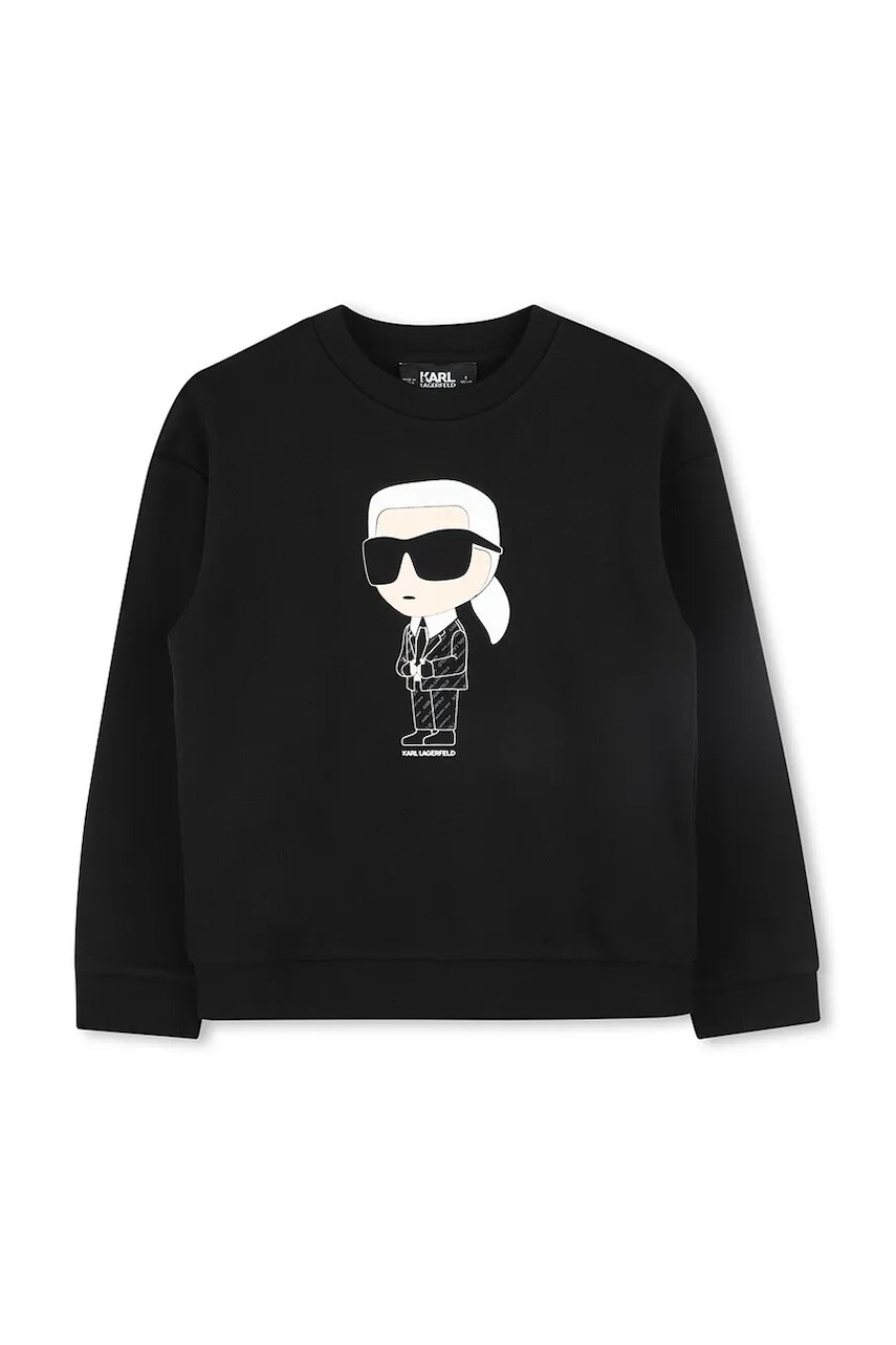 Detská mikina Karl Lagerfeld čierna farba, s potlačou, Z30431