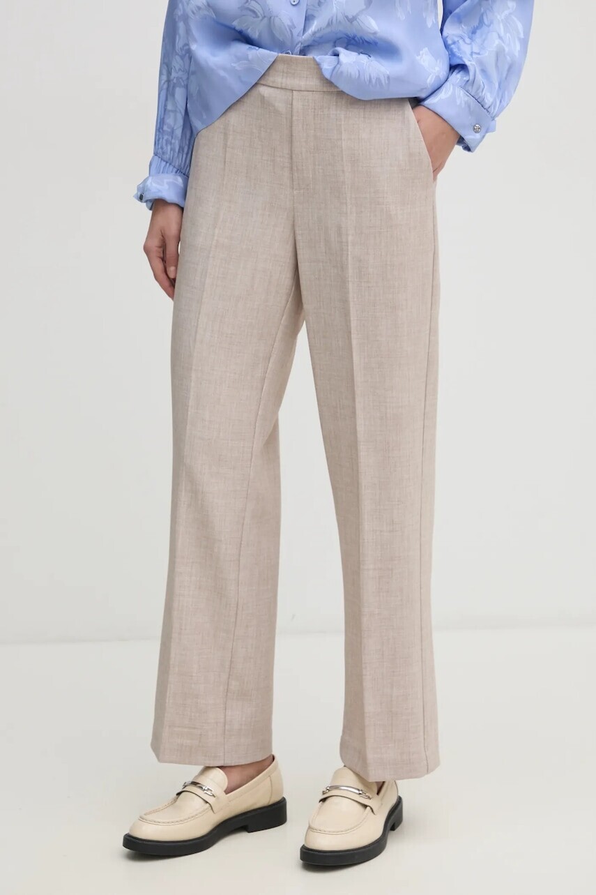 Nohavice Mos Mosh dámske, béžová farba, rovné, vysoký pás, 169210