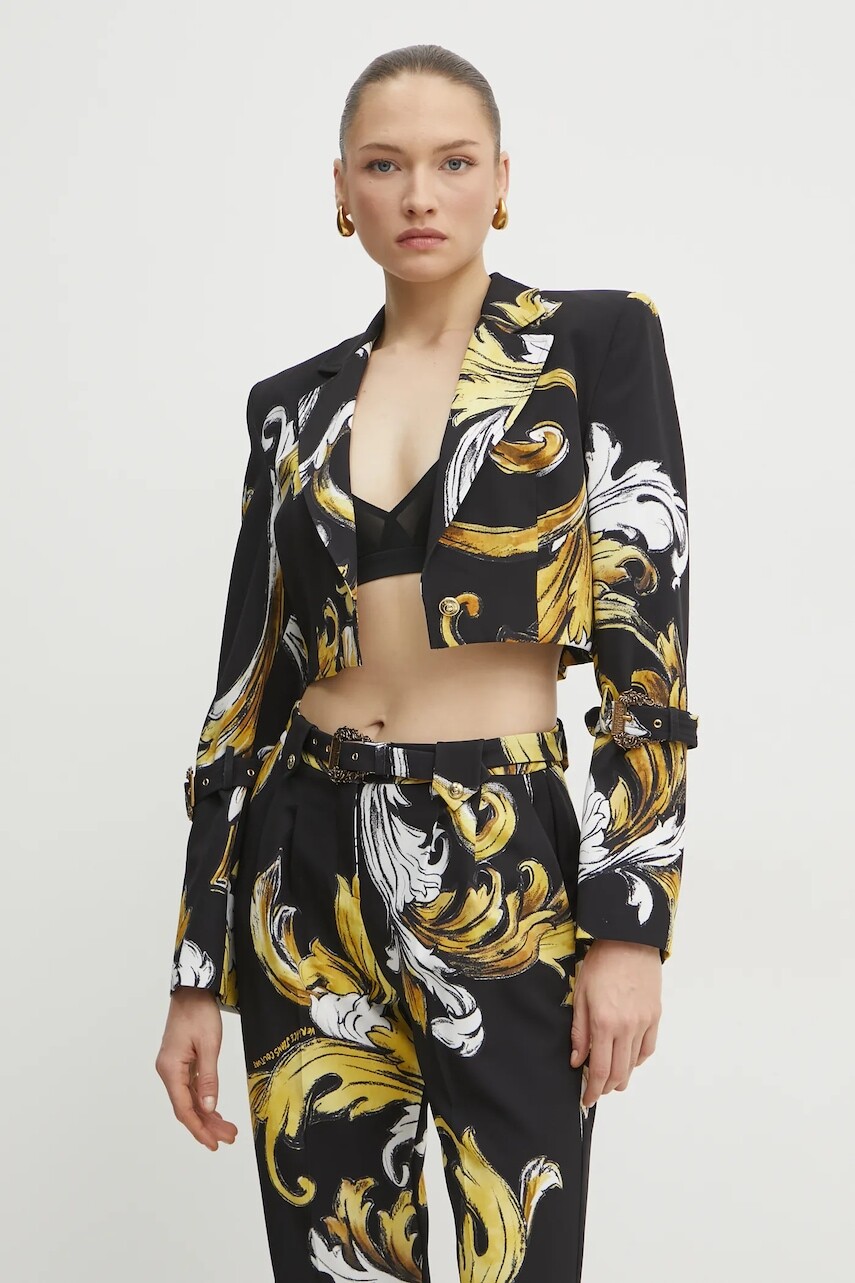 Sako Versace Jeans Couture čierna farba, jednoradové, vzorované, 78HAQ704 NS636