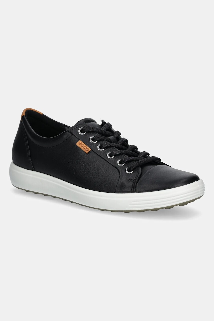Kožené tenisky Ecco Soft 7 Shoe Lace Up dámske, čierna farba, 430003-01001