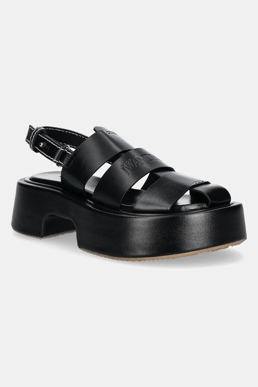 Kožené sandále JW Anderson dámske, čierna farba, na platforme, SN0099 LA0323 999