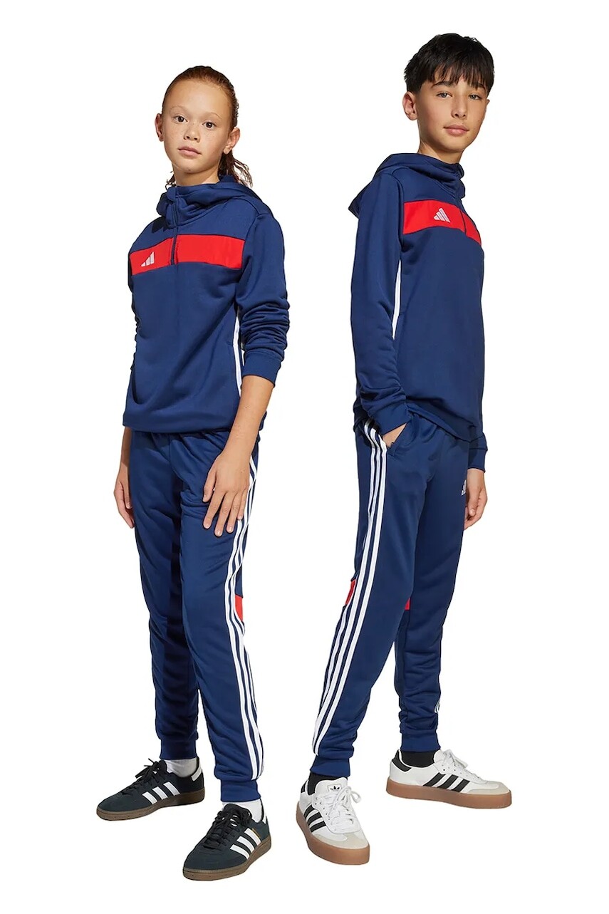 Detské tepláky adidas Performance tmavomodrá farba, s nášivkou, JD3062