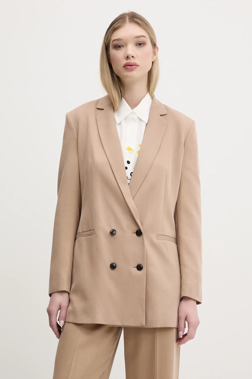 Sako HUGO béžová farba, dvojradové, jednofarebné, 50540819