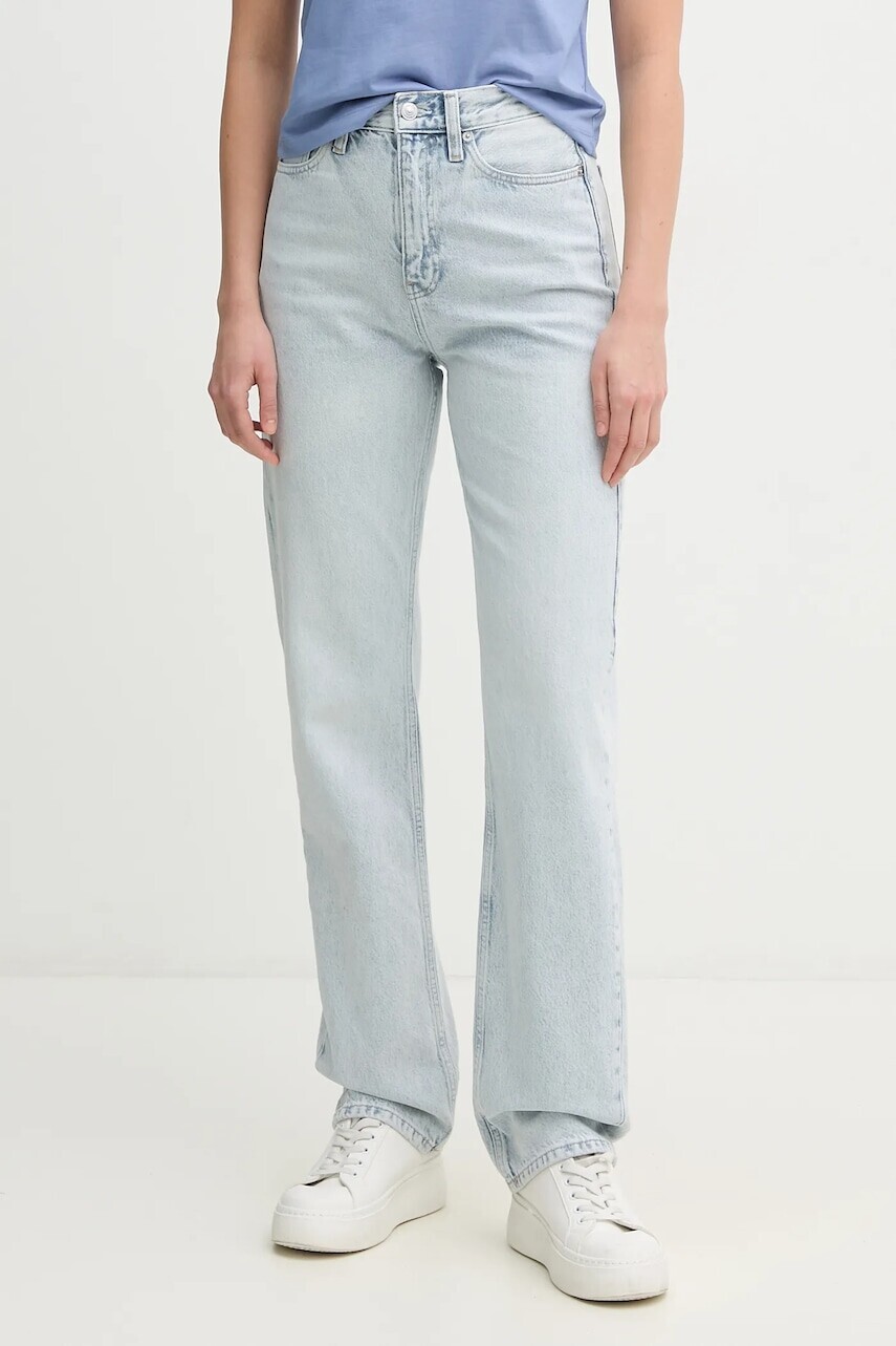 Bavlnené rifle Calvin Klein Jeans dámske, vysoký pás, J20J225132