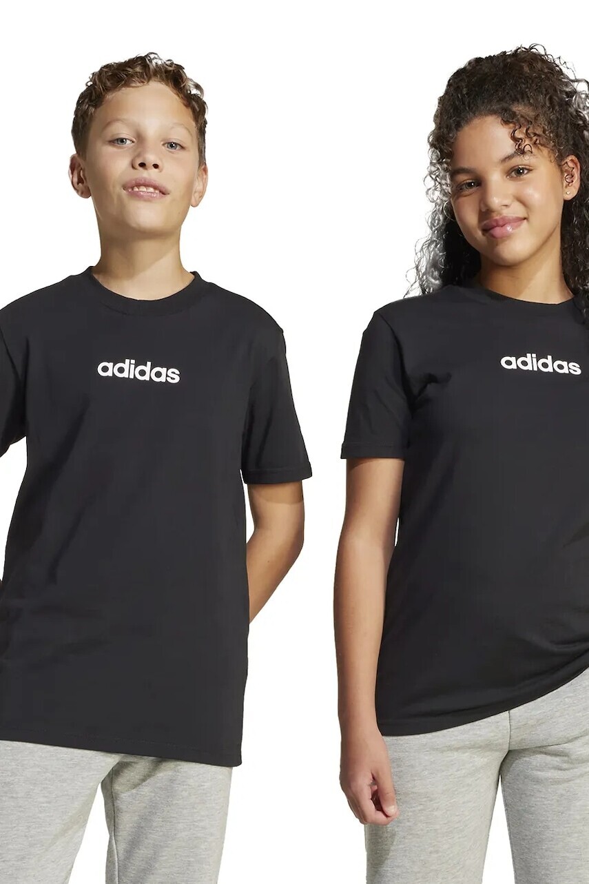 Detské bavlnené tričko adidas čierna farba, s potlačou, JC9748