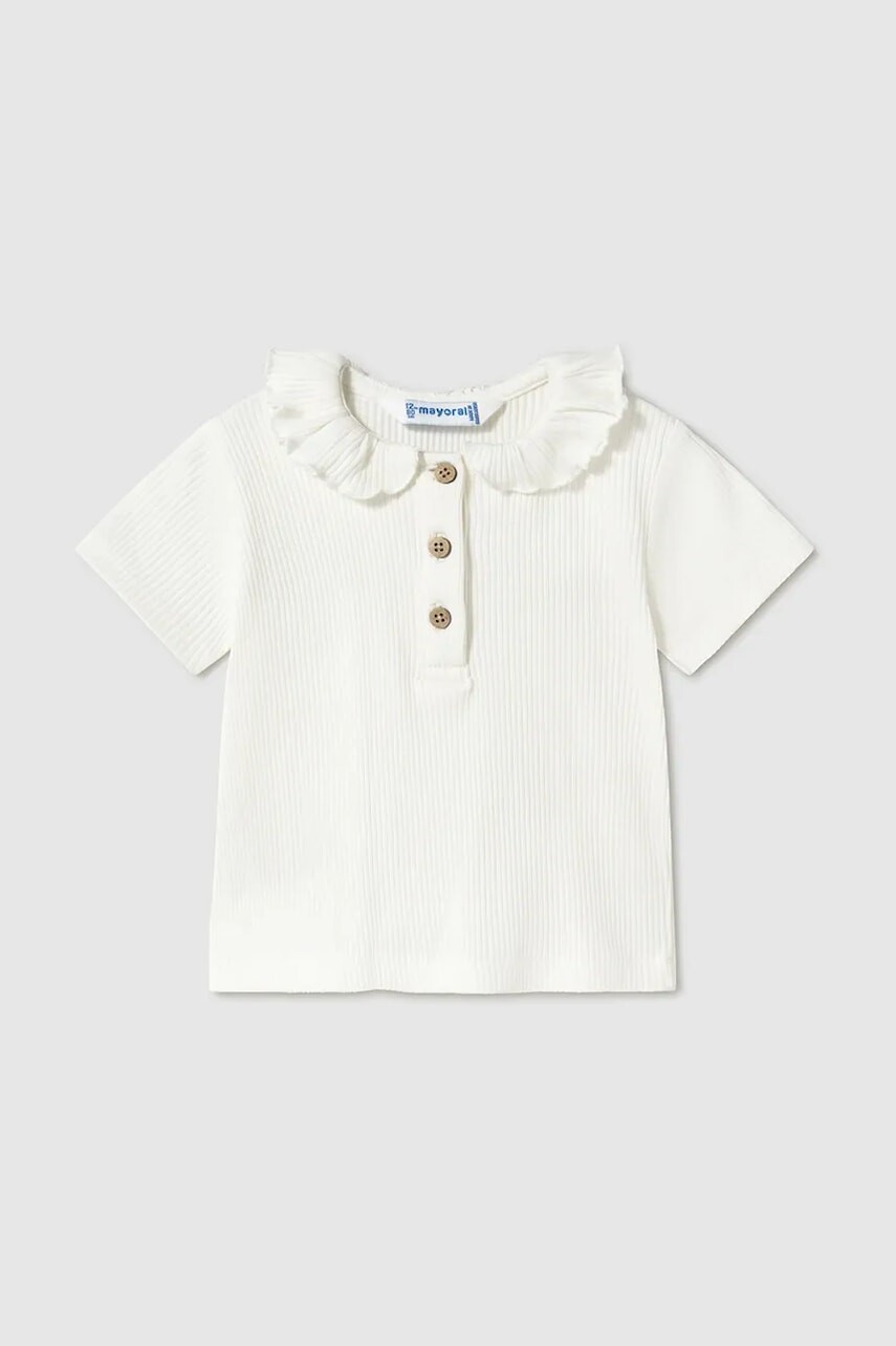 Detské tričko Mayoral béžová farba, s golierom, 1104