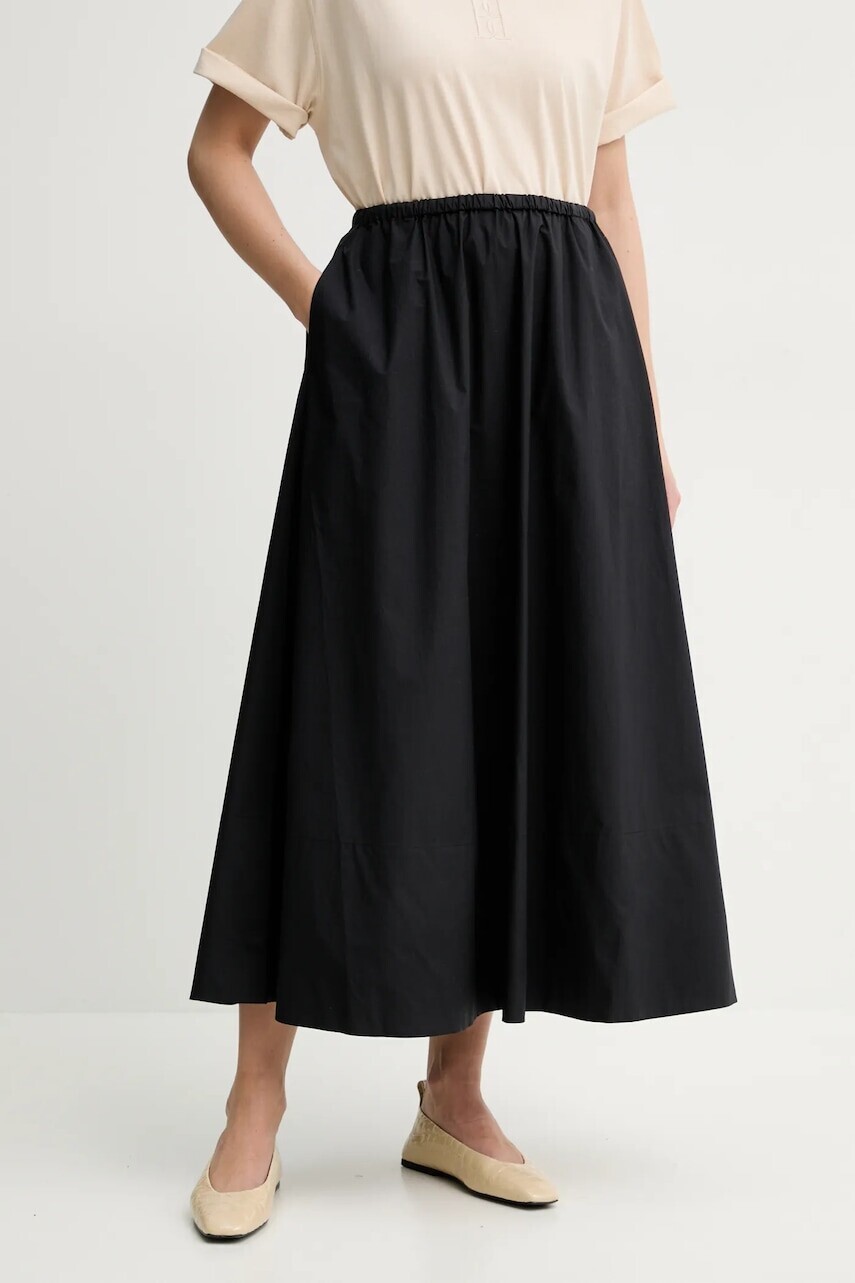 Bavlnená sukňa By Malene Birger PHEOBES čierna farba, maxi, áčkový strih, 102064