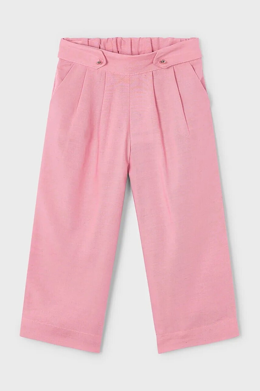 Detské nohavice s prímesou ľanu Mayoral ružová farba, jednofarebné, 3551
