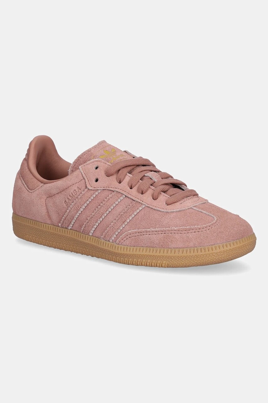 Semišové tenisky adidas Originals Samba OG dámske, ružová farba, JI3209