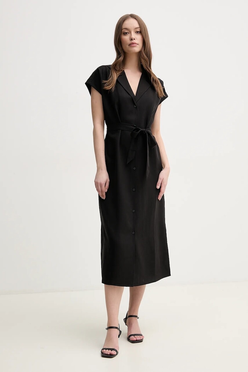 Šaty Mos Mosh čierna farba, midi, rovný strih, 169630