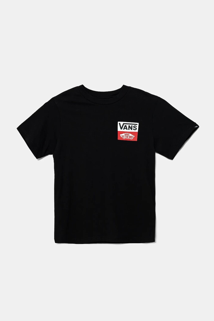 Detské bavlnené tričko Vans OG LOGO čierna farba, s potlačou, VN000GDGBLK1