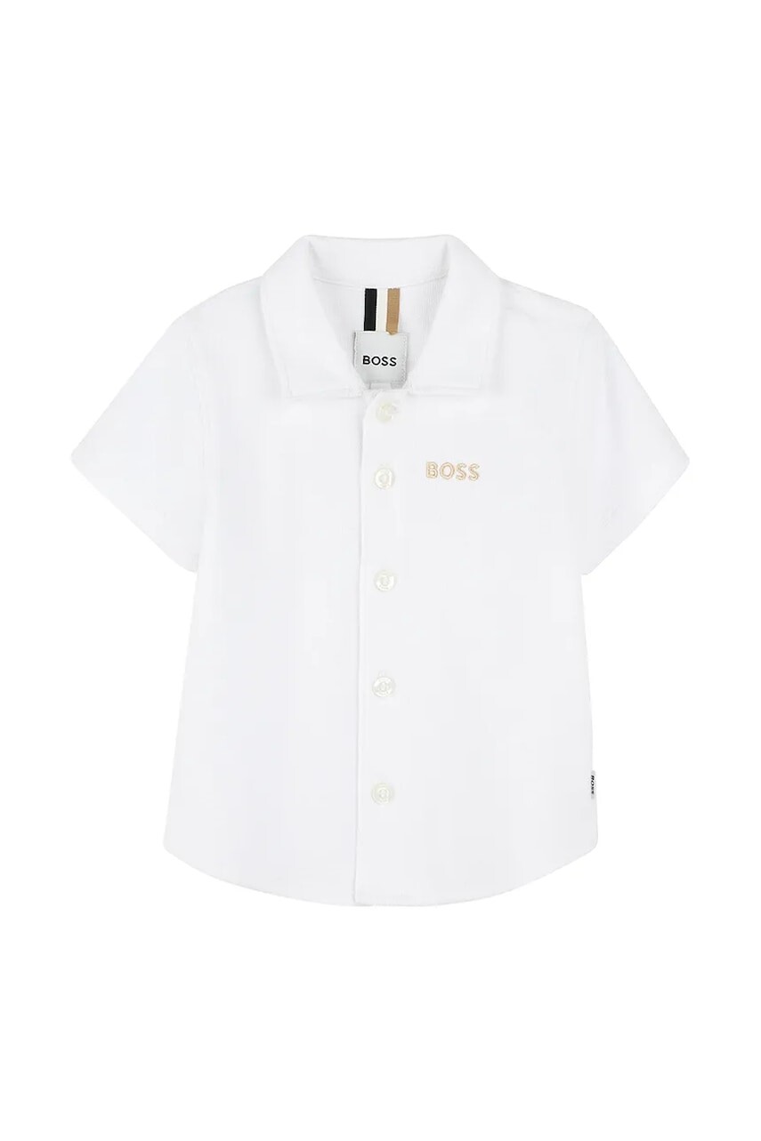 Bavlnená košeľa pre bábätká BOSS biela farba, J52092