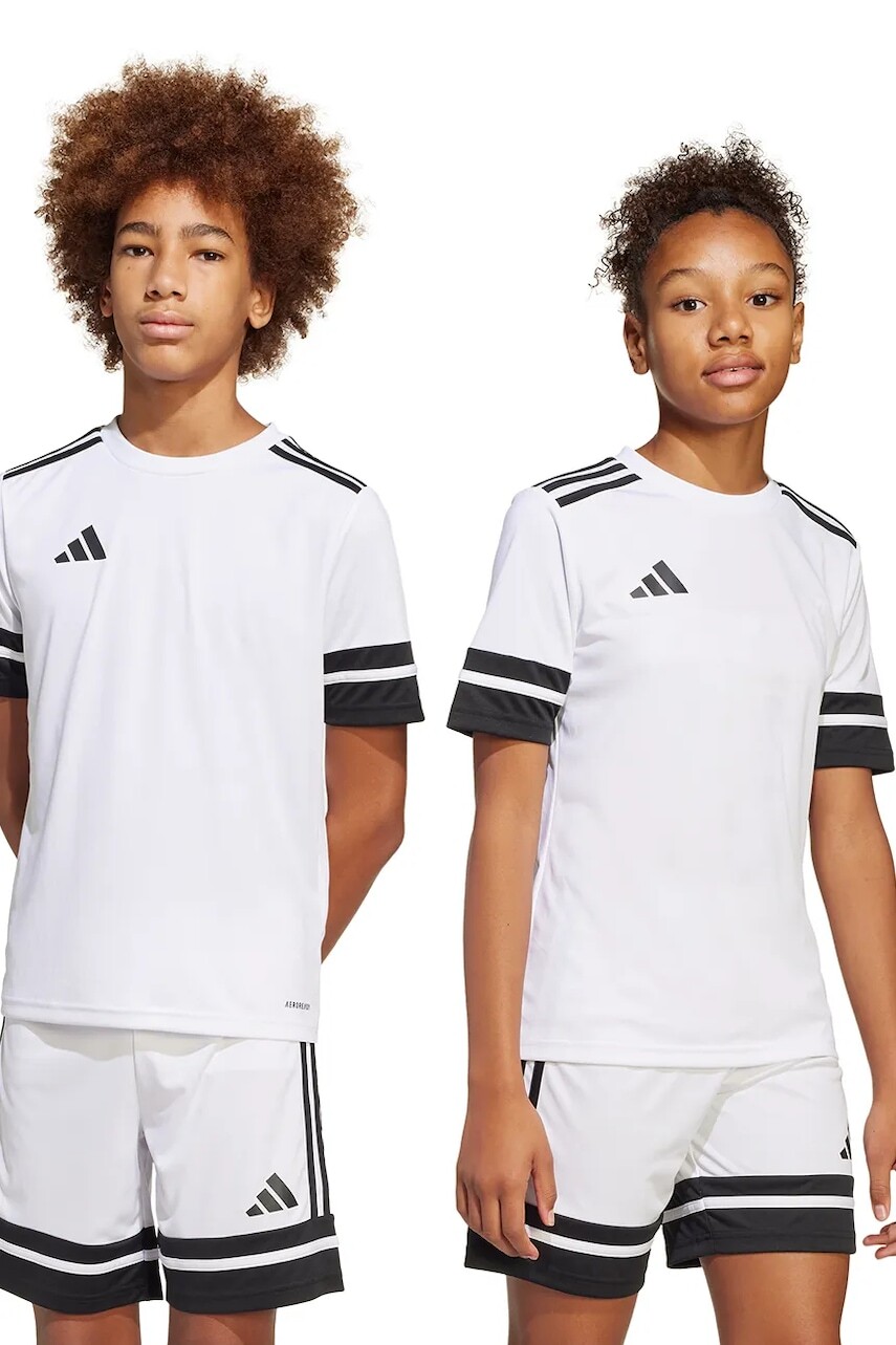 Detské tričko adidas Performance biela farba, s nášivkou, JJ0057