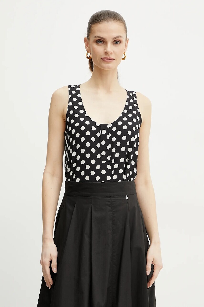 Hodvábna blúzka Marella CALIPSO dámska, čierna farba, vzorovaná, 2513161021200