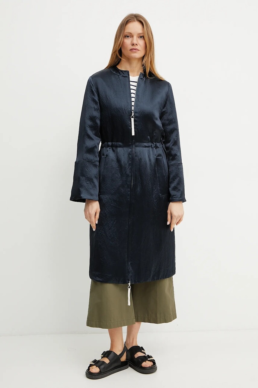 Kabát s prímesou vlny MM tmavomodrá farba, prechodný, 2516491017600