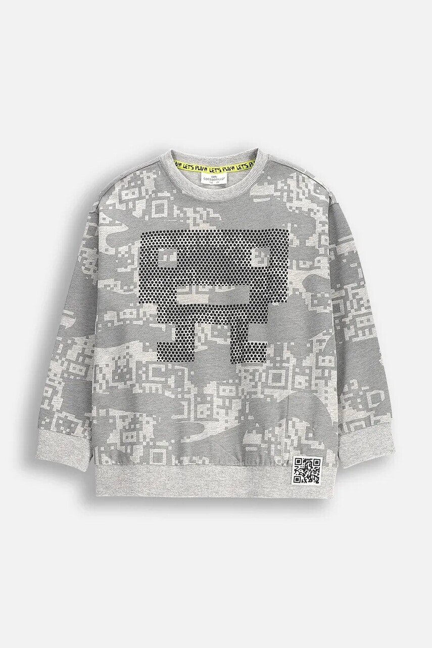 Detská mikina Coccodrillo šedá farba, vzorovaná, GAMER BOY KIDS