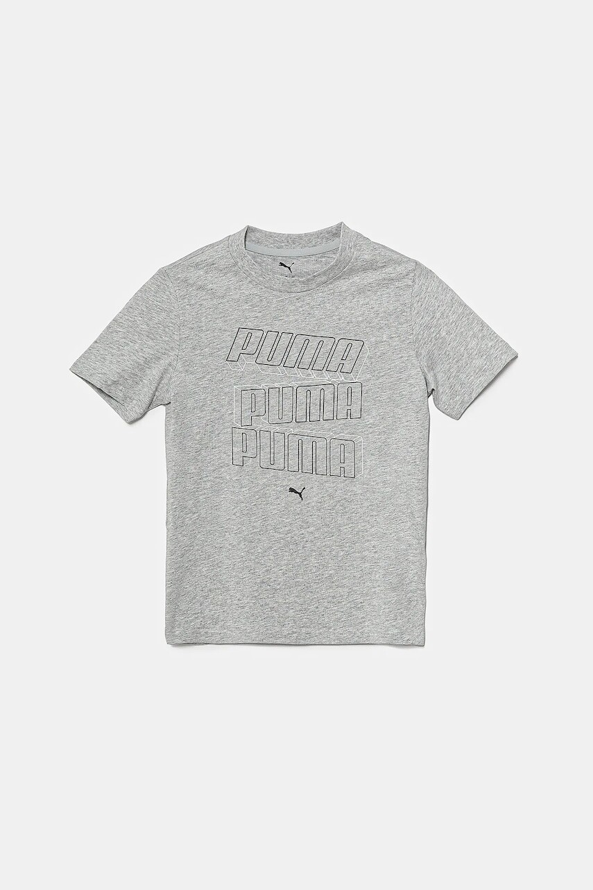 Detské bavlnené tričko Puma ESS LOGO LAB HOG Tee šedá farba, s potlačou, 685788