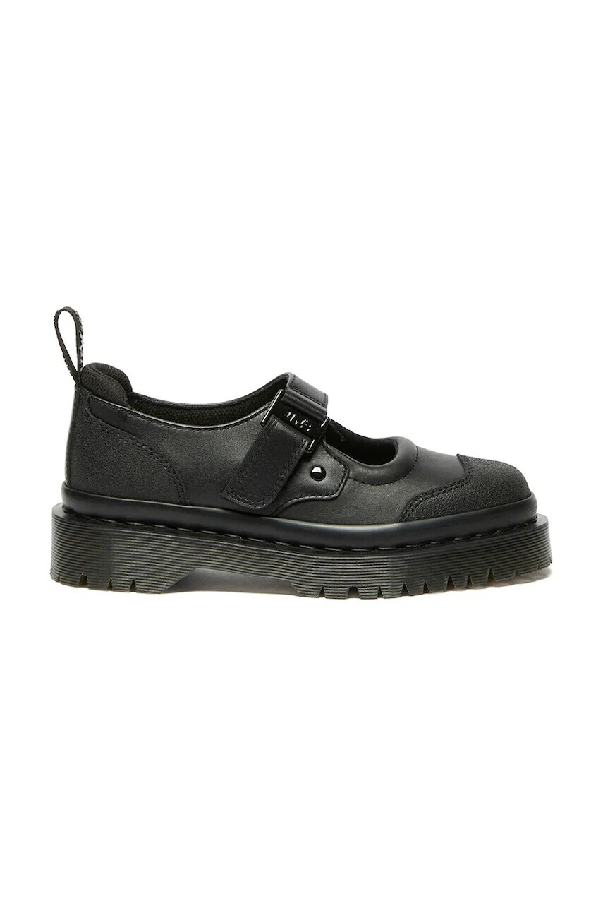 Kožené poltopánky Dr. Martens Indica II Bex Tech Mary Jane dámske, čierna farba, na platforme, DM41015002
