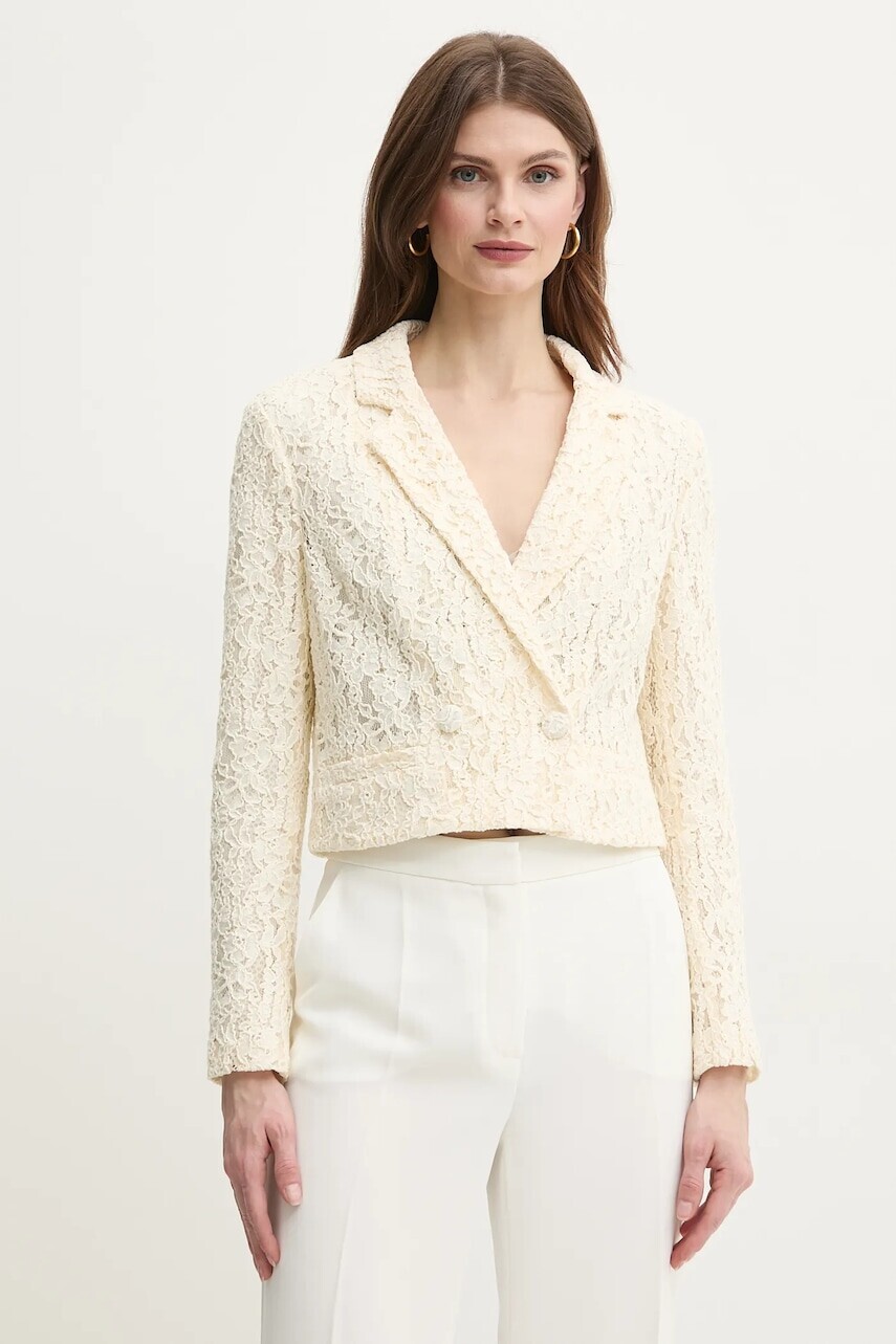 Sako Twinset béžová farba, dvojradové, vzorovaná, 251TT2013