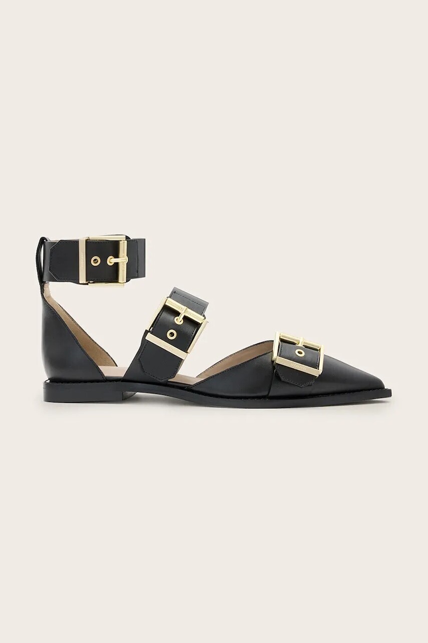 Kožené balerínky AllSaints Sutton Shoe čierna farba, W010FC