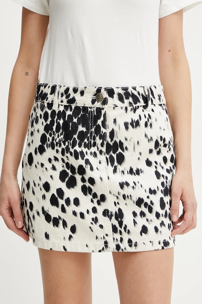 Rifľová sukňa Marella LODOLA béžová farba, mini, rovný strih, 2513101064200