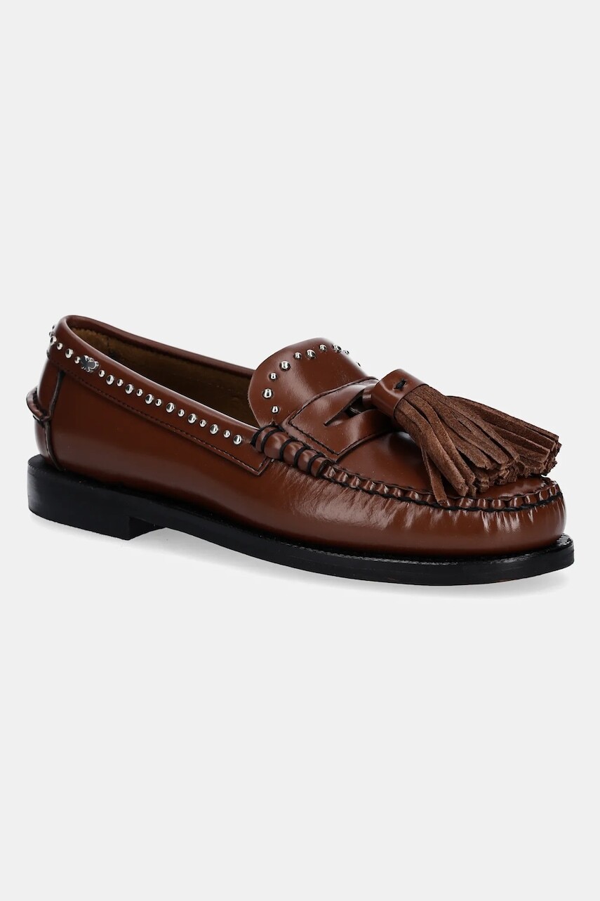 Kožené mokasíny Weekend Max Mara WEEKENDAN dámske, hnedá farba, na plochom podpätku, 2515521014600
