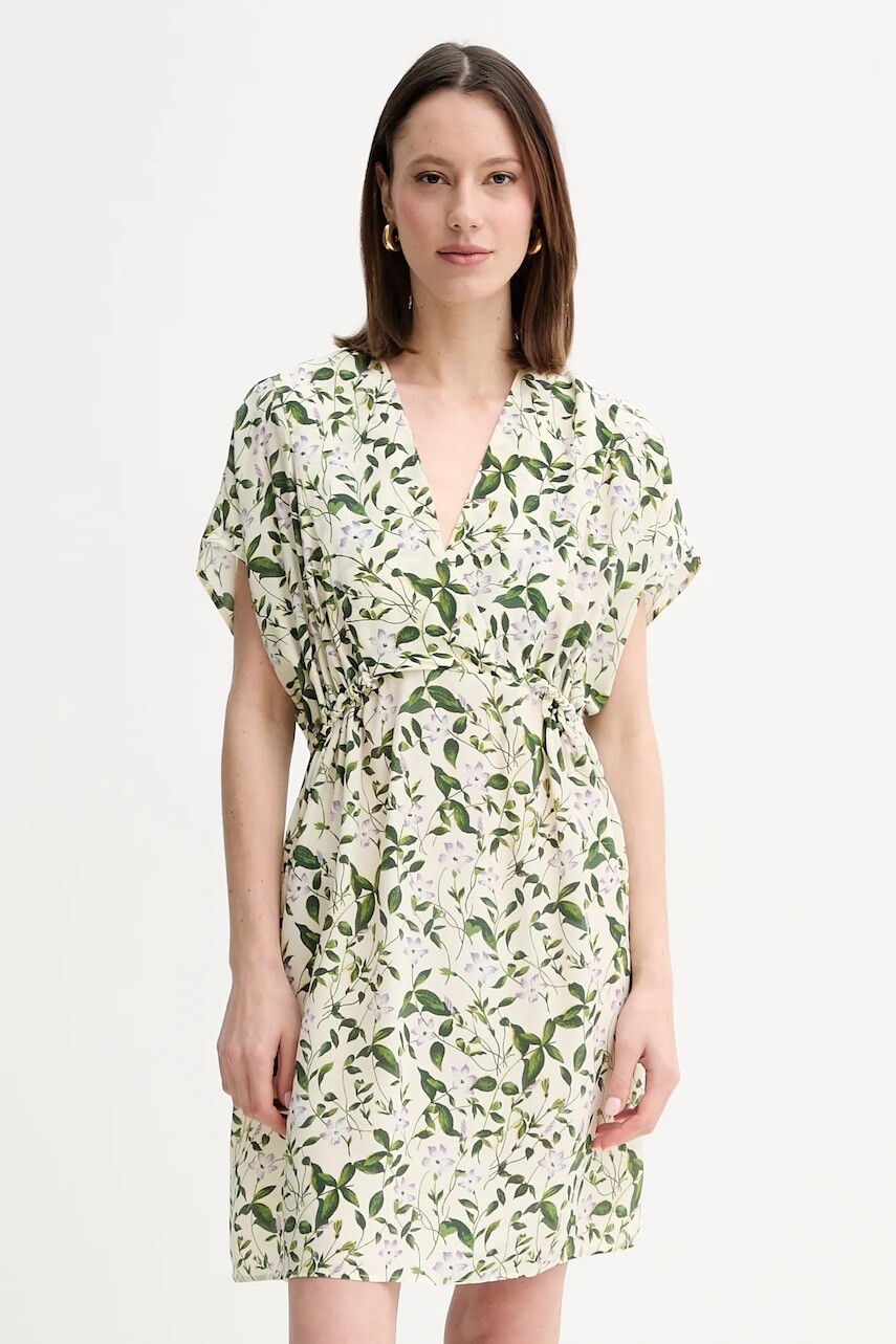 Hodvábne šaty Weekend Max Mara béžová farba, mini, rovný strih, 2515221062600