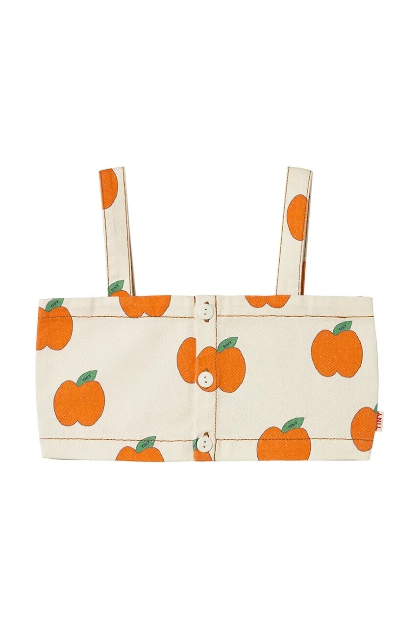Detský bavlnený top Tinycottons APPLES CROP TOP béžová farba, SS25-215