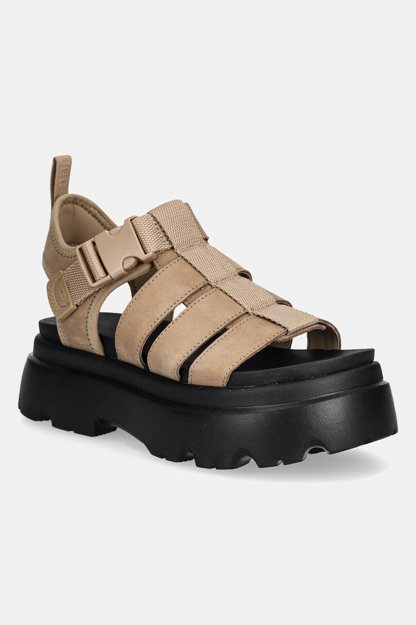 Sandále UGG Cora dámske, béžová farba, na platforme, 1152698-SAN