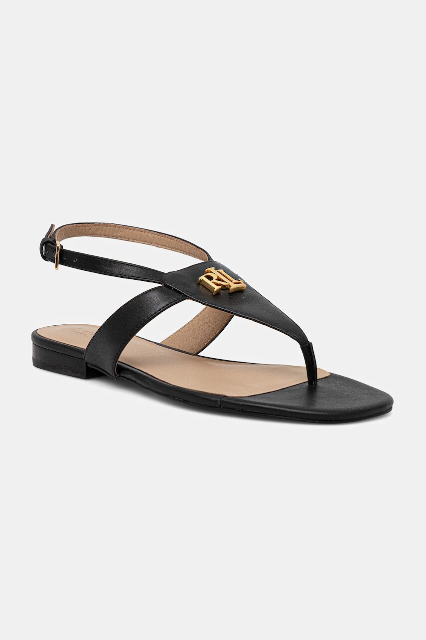 Kožené sandále Lauren Ralph Lauren Everley dámske, čierna farba, 802959145001