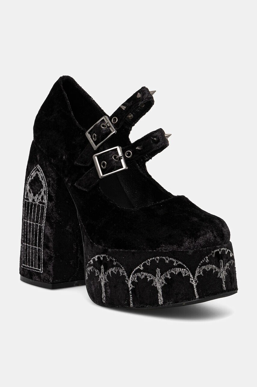 Lodičky Koi Footwear DPK-33 čierna farba, na podpätku, Lady Menace Grunge Crushed Velvet