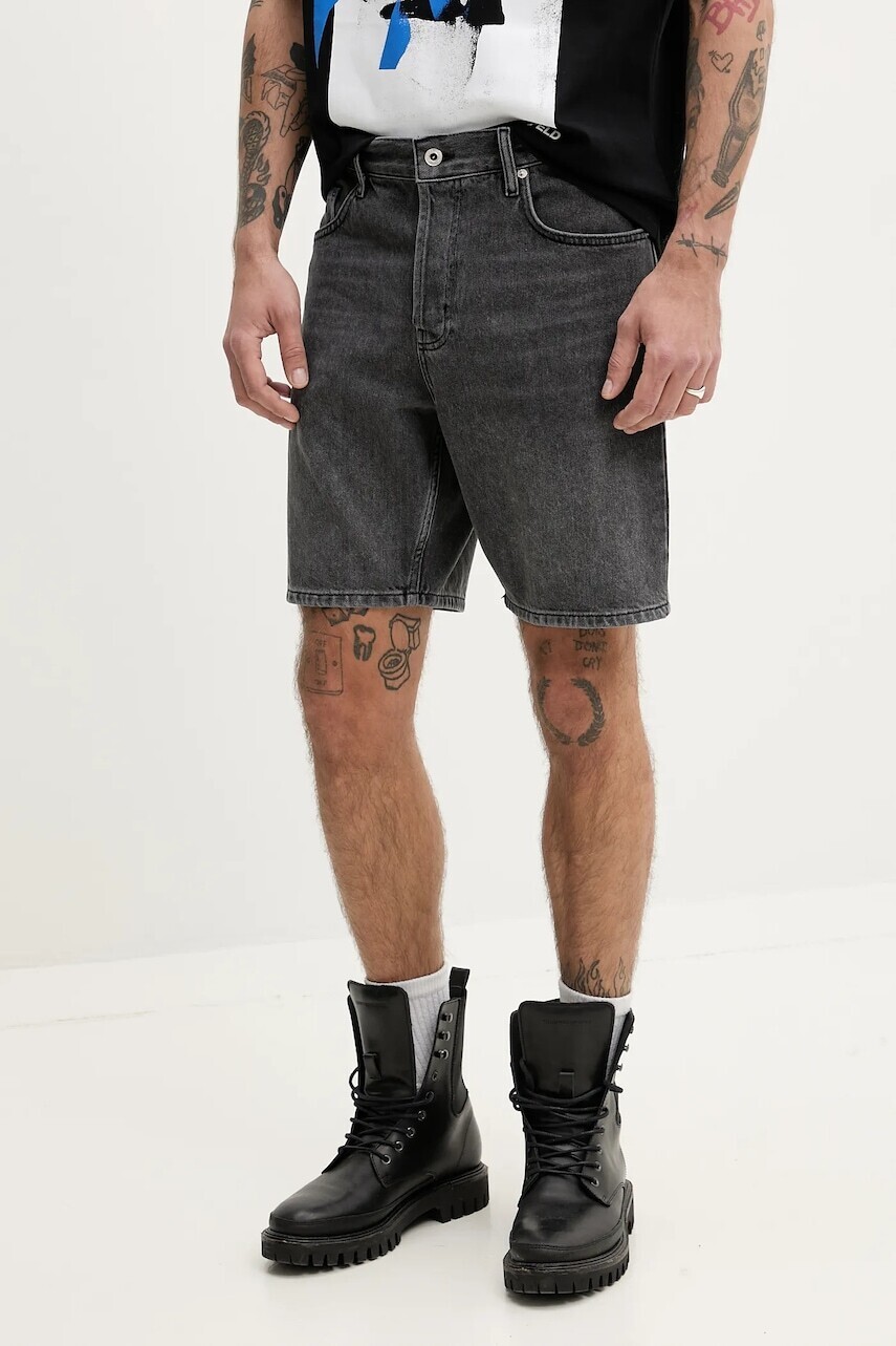 Rifľové krátke nohavice Karl Lagerfeld Jeans pánske, šedá farba, A2M10084